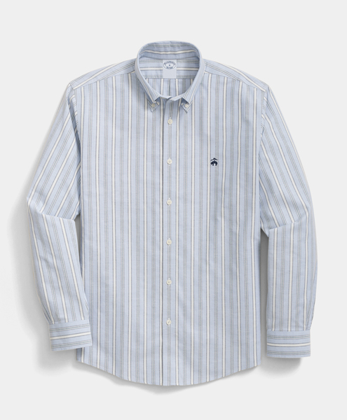  Brooks Brothers Regular Fit Non-iron Plaid Stretch Oxford Shirt With Button Down Collar - Man Casual Shirts Hydrangea Xl 