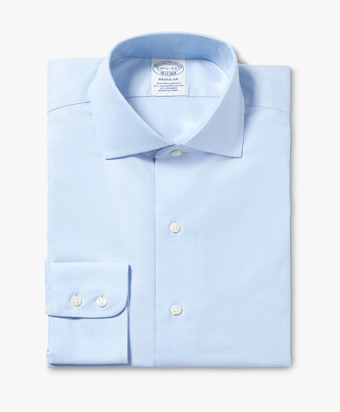  Brooks Brothers Regular Fit Non-iron Stretch Twill Shirt With English Collar - Man Dress Shirts Light Blue 17h 