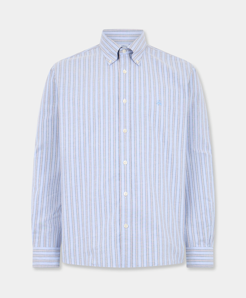  Brooks Brothers Regular Fit Non-iron Striped Stretch Oxford Shirt With Button Down Collar - Man Casual Shirts Hydrangea M 