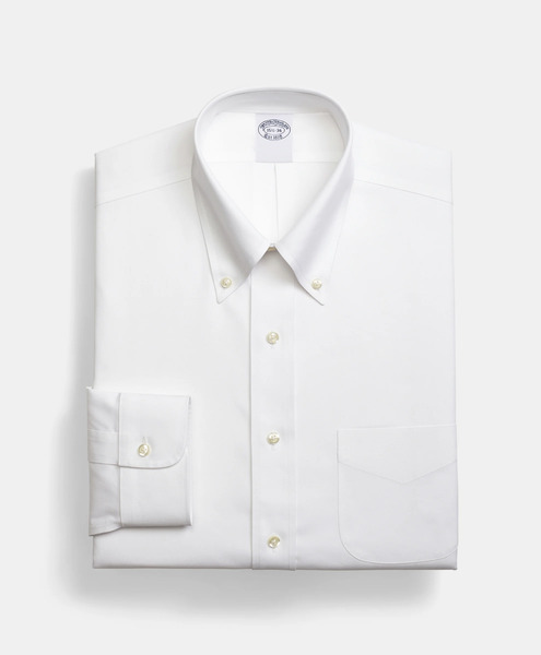  Brooks Brothers Regular Fit Non-iron Supima Oxford Pinpoint Shirt With Button Down Collar - Man Dress Shirts White 16h 