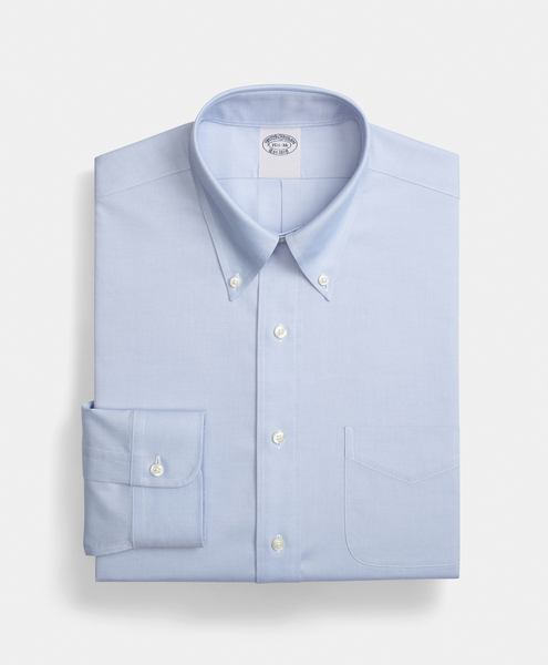 Brooks Brothers Regular Fit Non-iron Supima Oxford Pinpoint Shirt With Button Down Collar - Man Dress Shirts Light Blue 20 