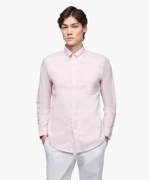  Brooks Brothers Regular Fit Non-iron Supima Oxford Pinpoint Shirt With Button Down Collar - Man Dress Shirts Pink 15h 