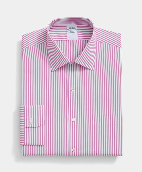  Brooks Brothers Regular Fit Striped Cotton Shirt With Ainsley Collar - Man Dress Shirts Light Purple 17h 