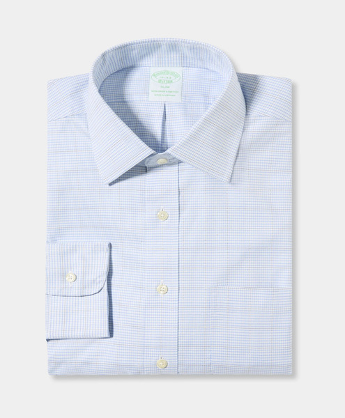  Brooks Brothers Slim Fit Non-iron Checked Royal Oxford Shirt With Ainsley Collar - Man Dress Shirts Hydrangea 14h 