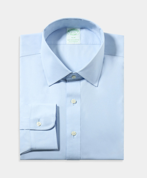  Brooks Brothers Slim Fit Non-iron Oxford Pinpoint Shirt With Ainsley Collar - Man Dress Shirts Light Blue 18h 