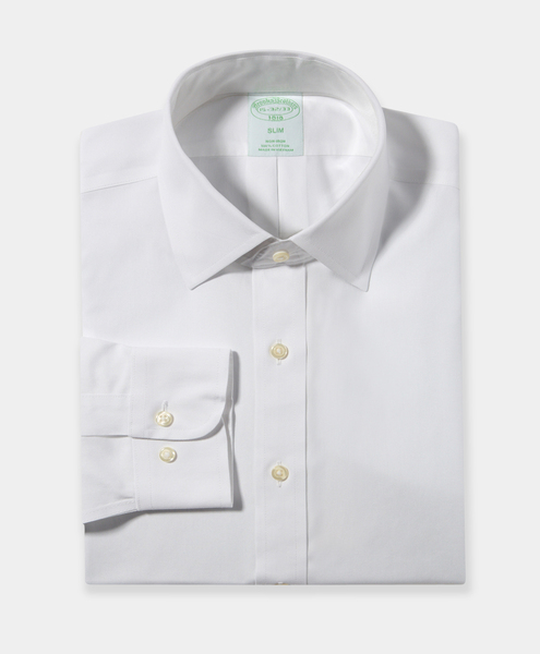  Brooks Brothers Slim Fit Non-iron Oxford Pinpoint Shirt With Ainsley Collar - Man Dress Shirts White 16 