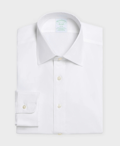  Brooks Brothers Slim Fit Non-iron Oxford Pinpoint Shirt With Ainsley Collar - Man Dress Shirts White 15 