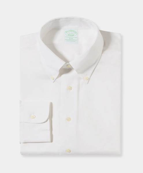  Brooks Brothers Slim Fit Non-iron Oxford Pinpoint Shirt With Button Down Collar - Man Dress Shirts White 16h 