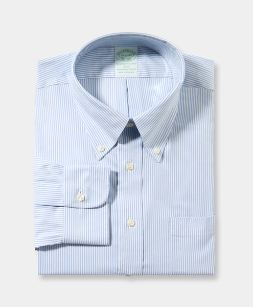  Brooks Brothers Slim Fit Non-iron Oxford Shirt With Button Down Collar - Man Dress Shirts Hydrangea 15h 