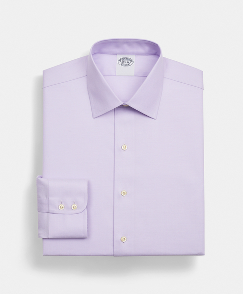 Brooks Brothers Slim Fit Non-iron Stretch Twill Supima Shirt With Ainsley Collar - Man Dress Shirts Lavander 15 
