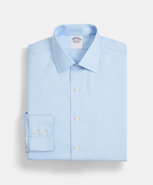  Brooks Brothers Slim Fit Non-iron Stretch Twill Supima Shirt With Ainsley Collar - Man Dress Shirts Light Blue 18 
