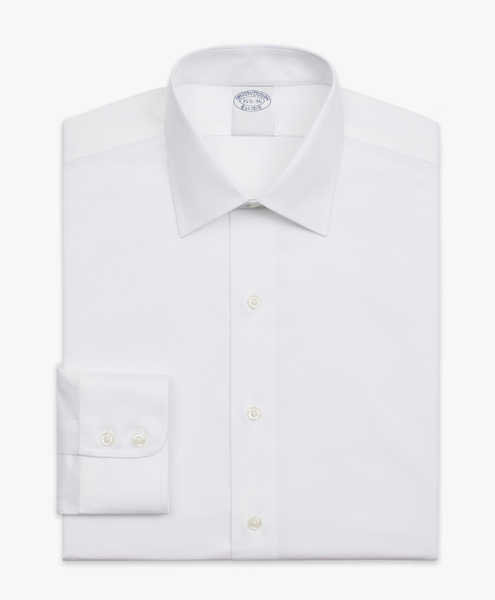  Brooks Brothers Slim Fit Non-iron Stretch Twill Supima Shirt With Ainsley Collar - Man Dress Shirts White 17 