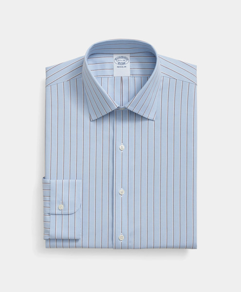  Brooks Brothers Slim Fit Non-iron Striped Oxford Pinpoint Supima Shirt With Ainsley Collar - Man Dress Shirts Light Blue 17h 