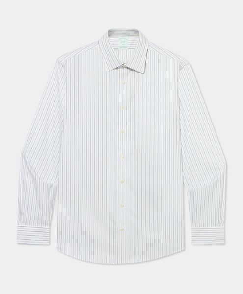  Brooks Brothers Slim Fit Non-iron Striped Royal Oxford Shirt With Ainsley Collar - Man Dress Shirts Blue 17 