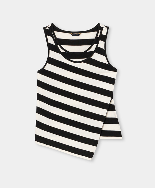  Brooks Brothers Slim Fit Striped Cotton Jersey Tank Top With Logo Embroidery - Woman Tops And Polos White Xl 
