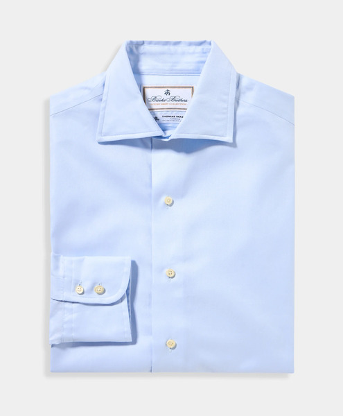  Brooks Brothers Thomas Mason Regular Fit Shirt With English Spread Collar - Man Dress Shirts Light Blue 17 