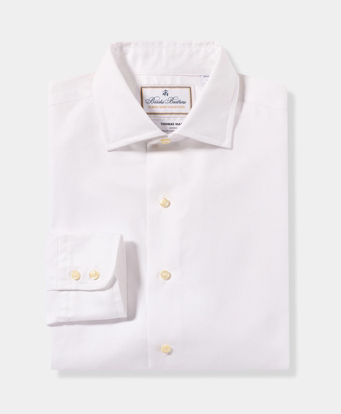  Brooks Brothers Thomas Mason Regular Fit Shirt With English Spread Collar - Man Dress Shirts White 16 