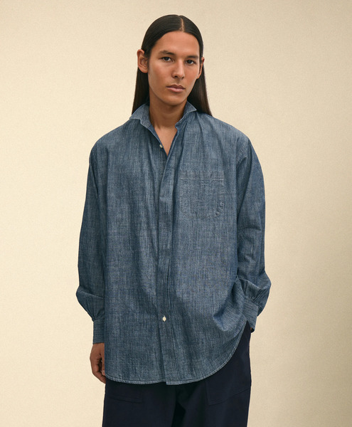  Brooks Brothers Brooks Brothers X Engineered Garments - Oversized Wing Collar Shirt - Man Engineered Garments X Brooks Brothers Blue M 