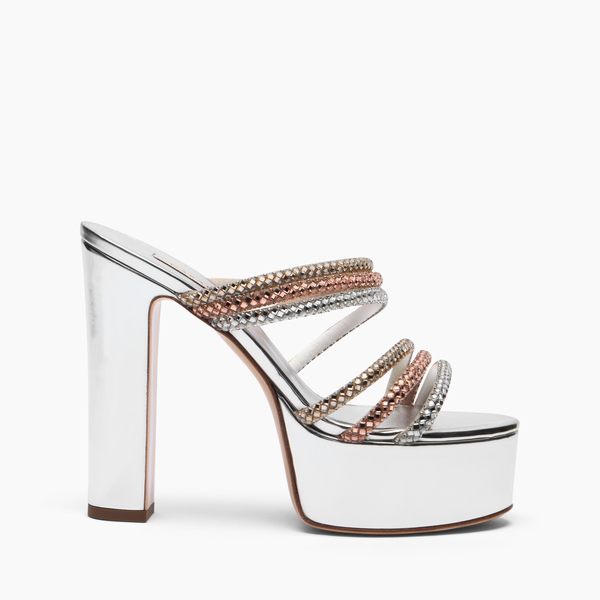  Casadei Patty Platform Andromeda Mule - Woman Platforms Silver 37.5 