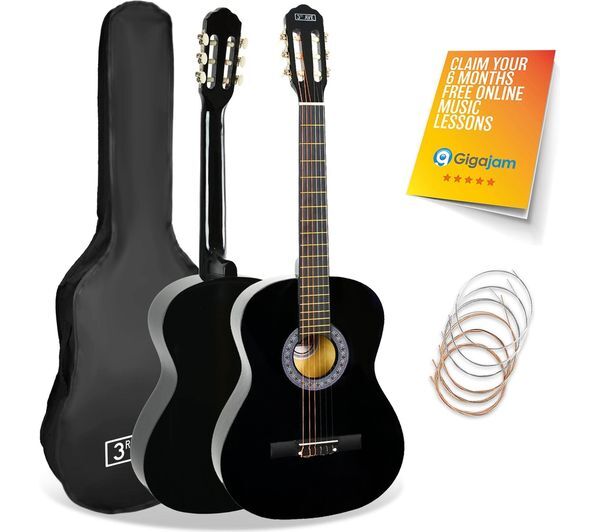  3rd Avenue Full Size 4/4 Classical Guitar Bundle - Black 