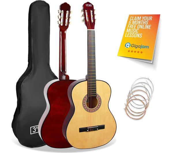  3rd Avenue Full Size 4/4 Classical Guitar Bundle - Natural 