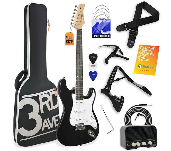  3rd Avenue Full Size 4/4 Electric Guitar Bundle - Black 