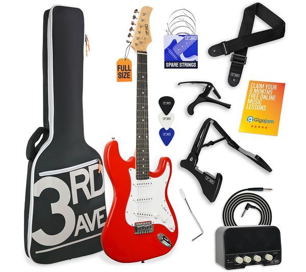  3rd Avenue Full Size 4/4 Electric Guitar Bundle - Red 