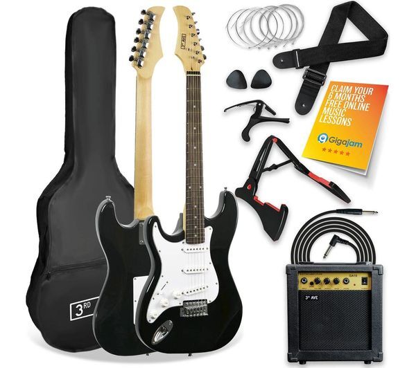  3rd Avenue Full Size 4/4 Left-handed Electric Guitar Bundle - Black 