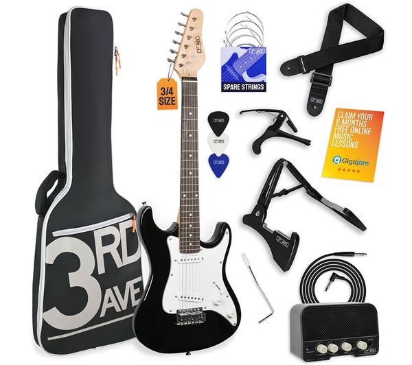  3rd Avenue 3/4 Size Electric Guitar Bundle - Black 