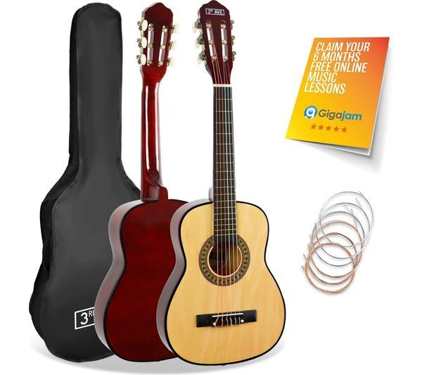  3rd Avenue 1/4 Size Kids Classical Guitar Bundle - Natural 