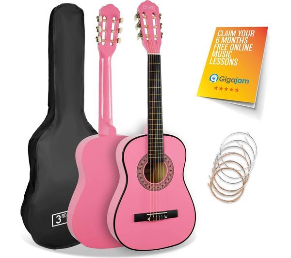  3rd Avenue 1/2 Size Kids Classical Guitar Bundle - Pink 