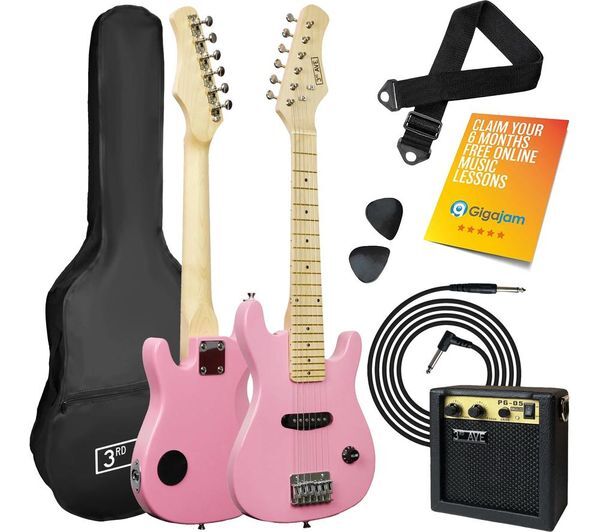  3rd Avenue 1/4 Size Kids Electric Guitar Bundle - Pink 