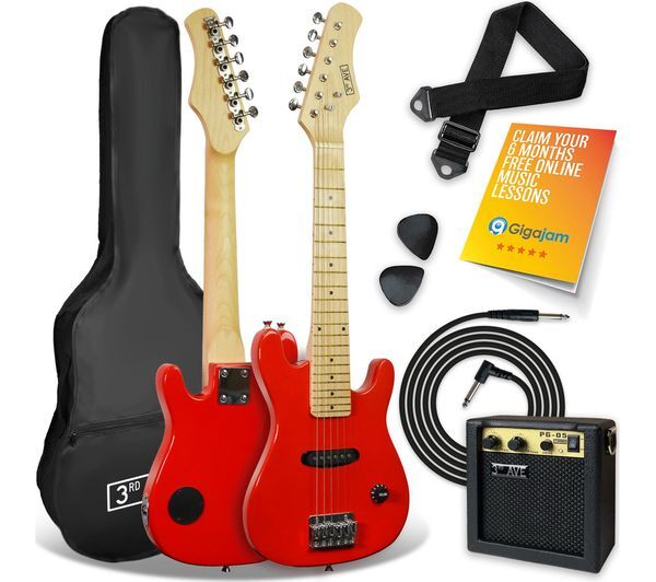  3rd Avenue 1/4 Size Kids Electric Guitar Bundle - Red 
