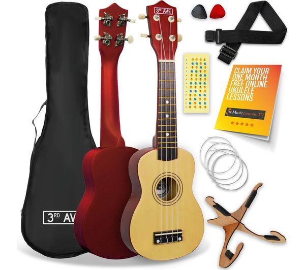  3rd Avenue Soprano Ukulele Starter Pack - Natural 