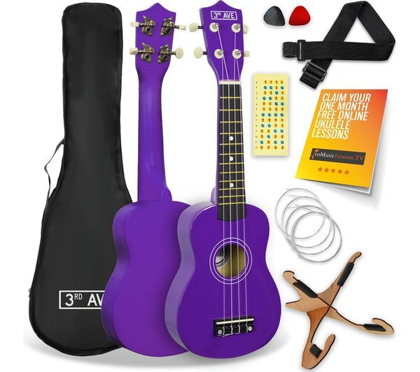  3rd Avenue Soprano Ukulele Starter Pack - Purple 
