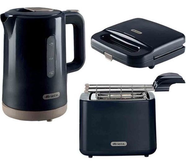  Ariete Breakfast Arpk46 Jug Kettle, 2-slice Toaster & Sandwich Toaster Bundle - Dark Grey 