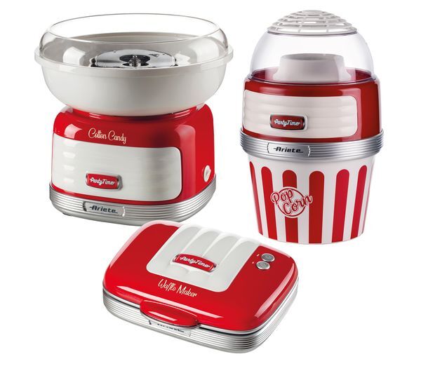  Ariete Party Time Arpk43 Cotton Candy, Waffle & Popcorn Maker Set - Red 