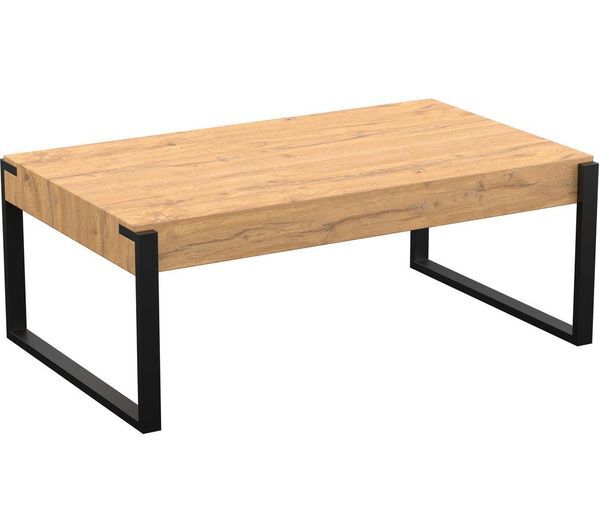  Avf Ridgewood Ft110ridlw Coffee Table - Light Wood & Black 