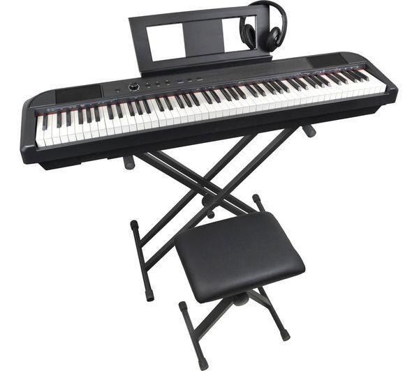  Axus Axd55 88-key Digital Piano Bundle With Stand, Stool And Headphones - Black 
