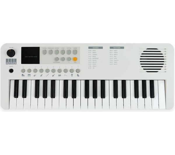  Axus 37-note Mini Portable Keyboard For Beginners - White 