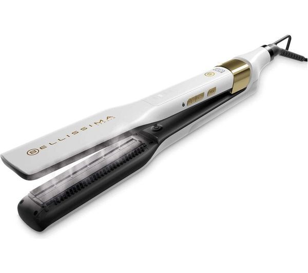  Bellissima Italia Steam Elixir Hair Straightener - White & Gold 