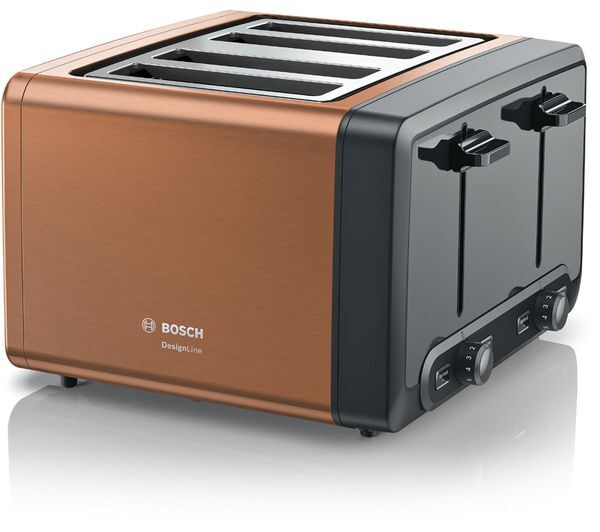  Bosch Designline Plus Tat4p449gb 4-slice Toaster - Copper 