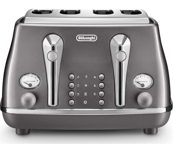  Delonghi Icona Metallics Ctot4003.gy 4-slice Toaster - Grey 