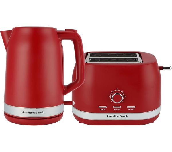  Hamilton Beach Ella Breakfast Jug Kettle & 2-slice Toaster Bundle - Red 