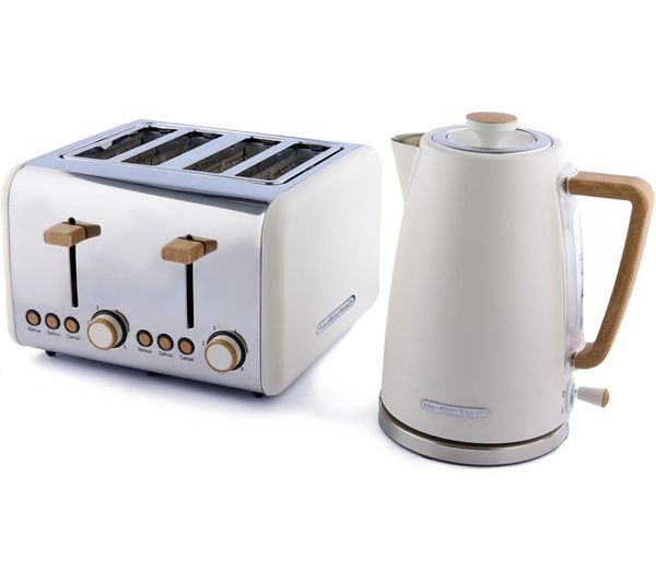  Hamilton Beach Scandi Breakfast Jug Kettle & 4-slice Toaster Bundle - Cream 