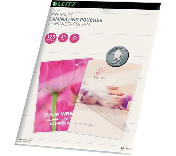  Leitz Ilam 74890000 125 Micron A3 Laminating Pouches - Pack Of 25 