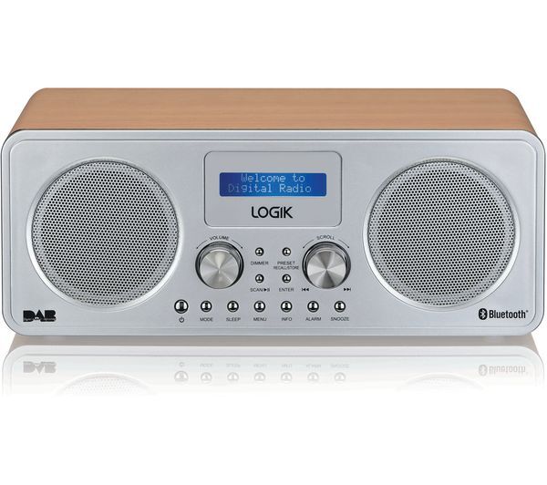 Logik L75dab20 Portable Dab/fm Bluetooth Radio - Silver & Wood 