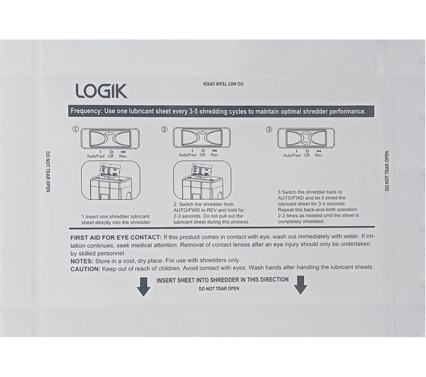  Logik Shredder Oil Lubricant Sheets - Pack Of 12 