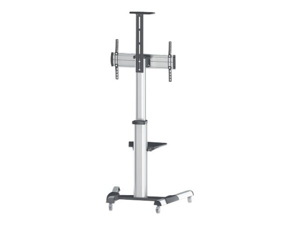  Manhattan Tv & Monitor Mount, Trolley Stand, 1 Screen, Screen Sizes: 37-65, Silver, Vesa 200x200 To 600x400mm, Max 50kg, Lfd, Lifetime Warranty Cart - For Flat Panel / Av System / Camera - Black, Silver 