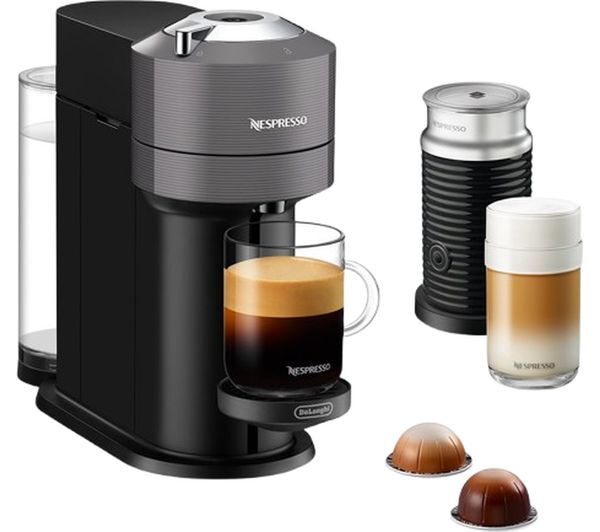  Nespresso By De'longhi Vertuo Next Env120.gyae Pod Coffee Machine With Aeroccino Milk Frother - Grey 